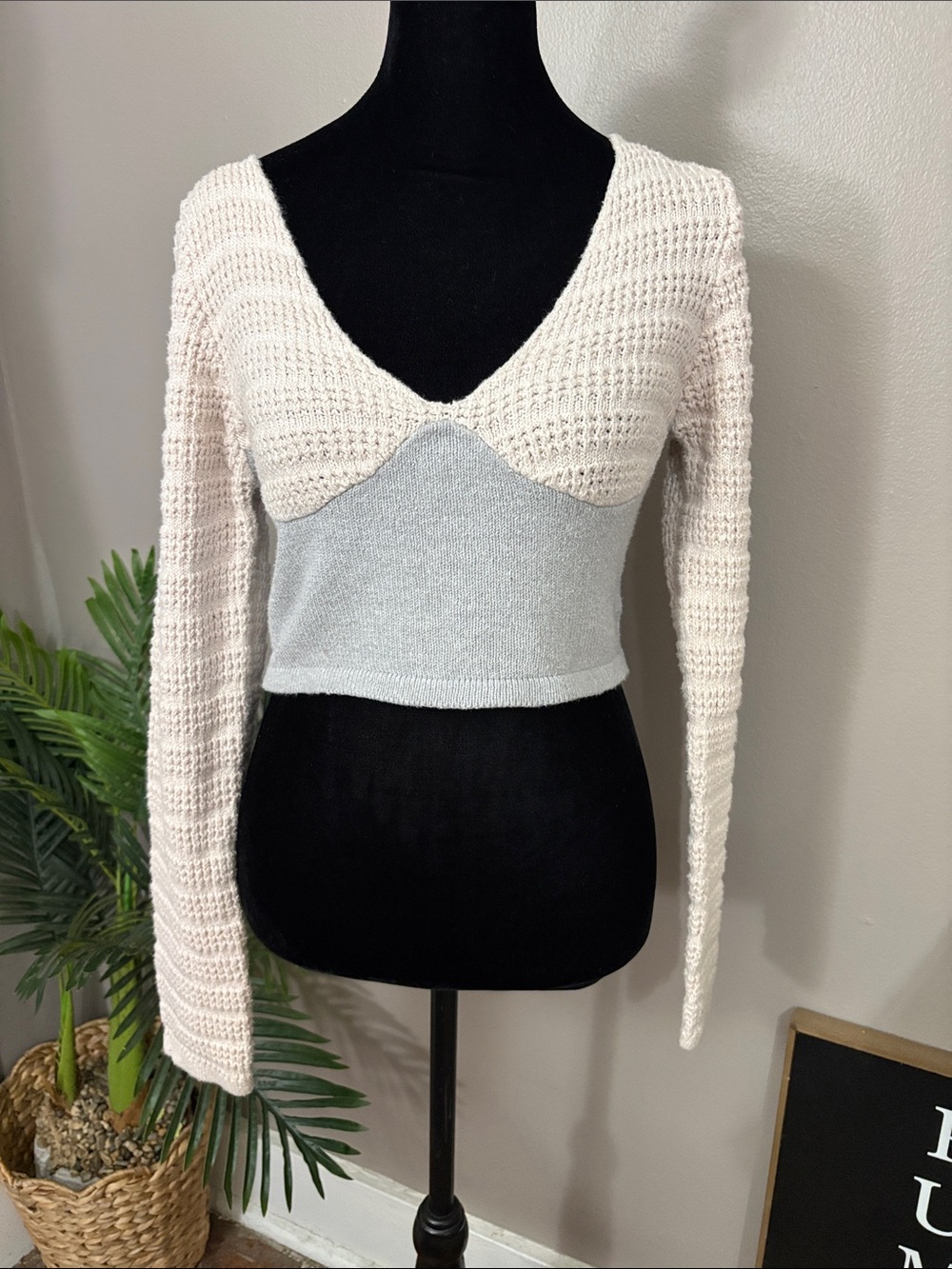 Atoir Every Little Thing Knit Crop Top Cream Grey Size 6 (US M)